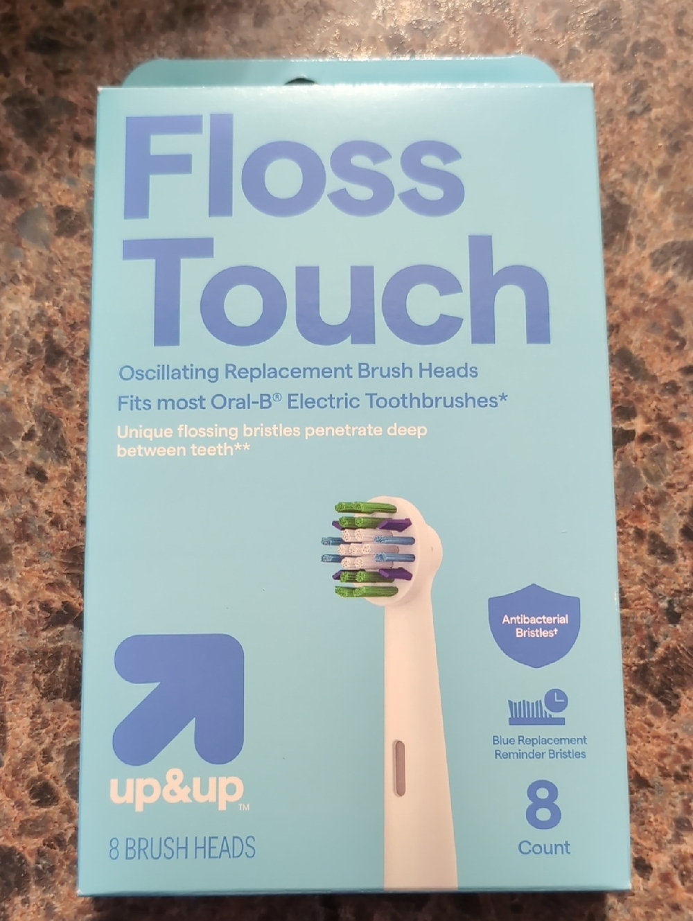 up&up Floss Touch Replacement Brush Heads - White/Blue - 8 Count